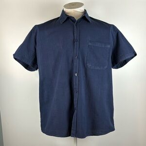 Men's Size XXL Lightweight Navy Short Sleeve Button-down Shirt